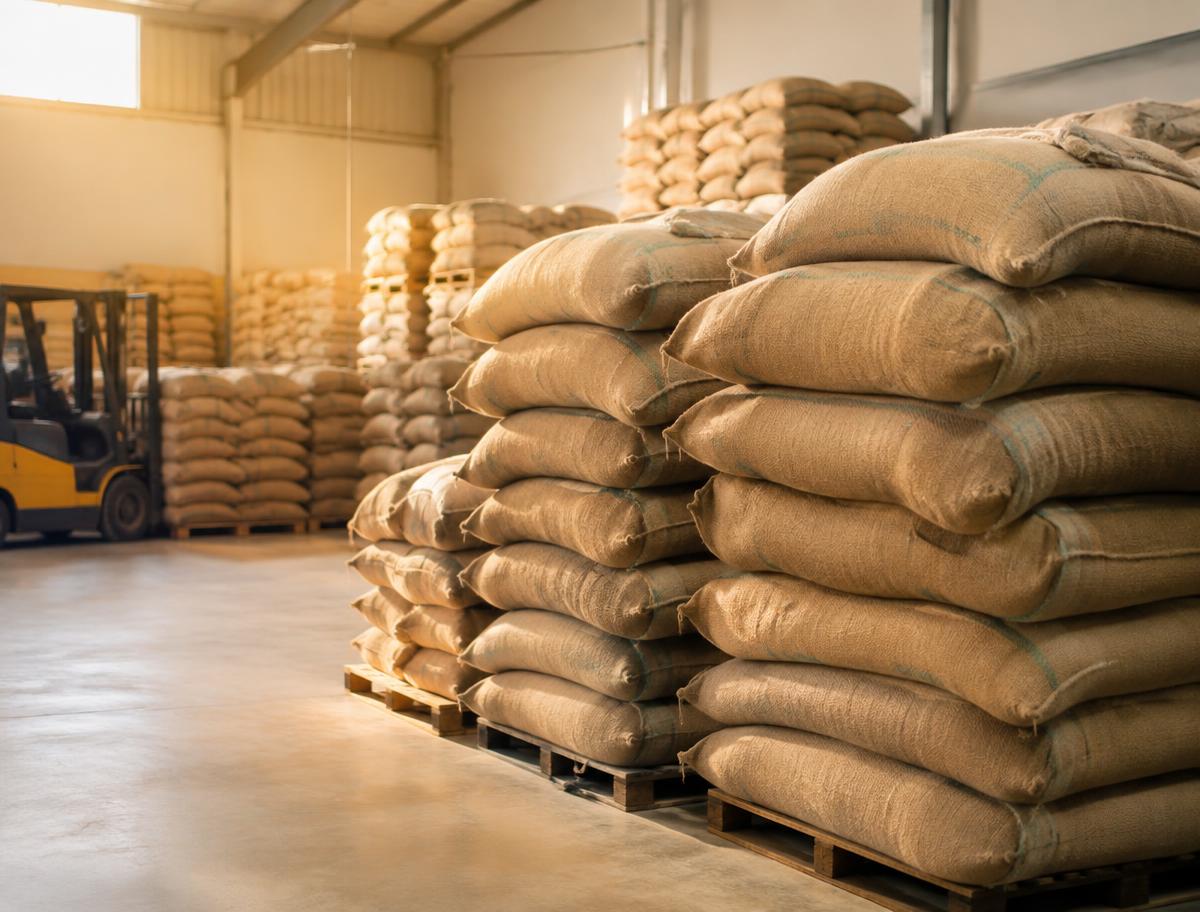 Sacks of produce ready for supply